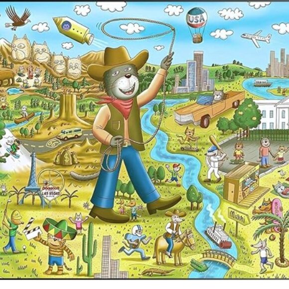 Pawsome America by Gerjato 1000 Piece Puzzle for Family Adults Teenagers - Picture 1 of 3
